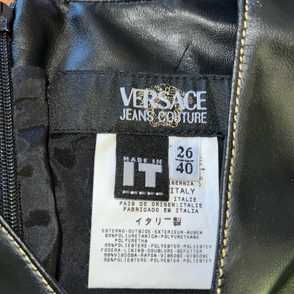 Vintage Versace Leather Jean Couture Dress with waist Medalion Logo - Picture 2 of 7